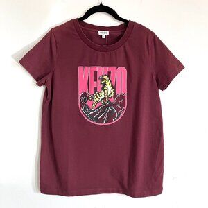 KENZO Paris Tiger Short Sleeved Bordeaux Tee Shirt Authentic Sz Small NWOT